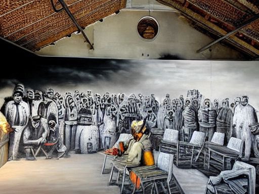 TEDxValladolid's tweet photo. Nuestro público al estilo urbano de Bansky, Velázquez, Van Gogh y Jacek Yerka gracias a @antoniogarvic y a la #InteligenciaArtificial ¡Qué maravilla! 

#arte #brainstorming https://t.co/5Y1XqSeyr5