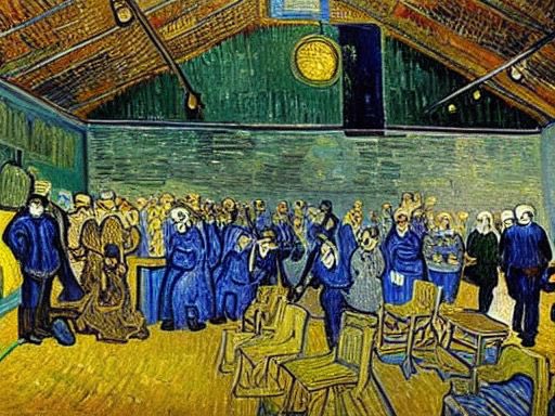 TEDxValladolid's tweet photo. Nuestro público al estilo urbano de Bansky, Velázquez, Van Gogh y Jacek Yerka gracias a @antoniogarvic y a la #InteligenciaArtificial ¡Qué maravilla! 

#arte #brainstorming https://t.co/5Y1XqSeyr5