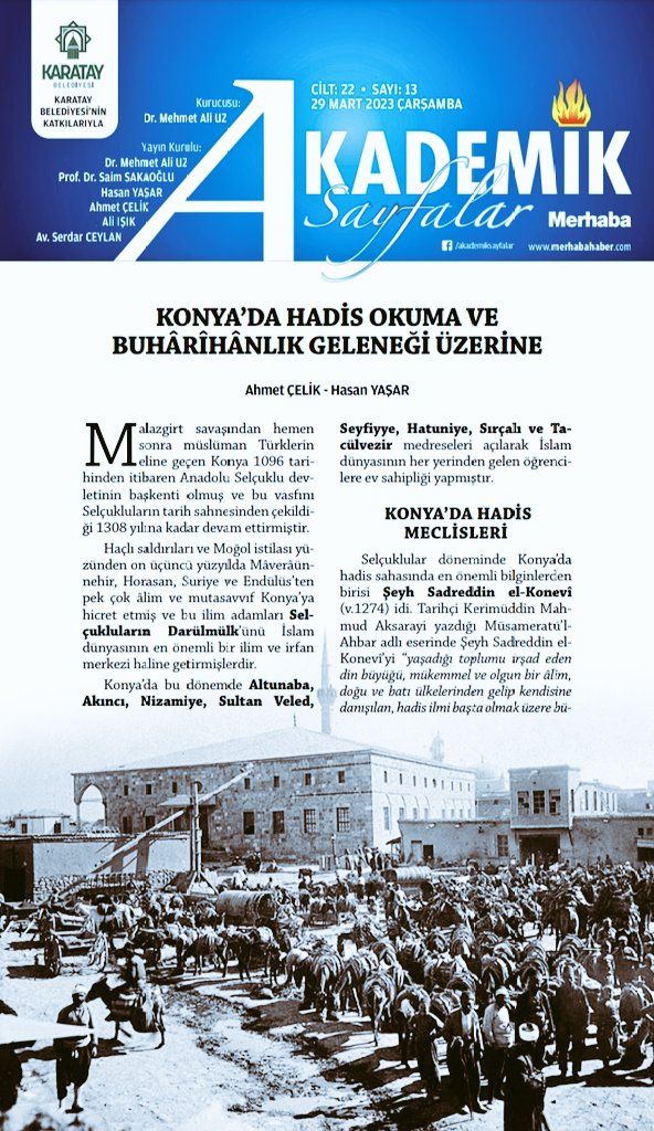 AhmetCe42's tweet photo. "Konya'da Hadis Okuma ve Buharihanlık Geleneği Üzerine" adlı makalemizi 29 Mart 2023 tarihli Merhaba Akademik Sayfalar'dan okuyabilirsiniz.
https://t.co/gXKGOb7A9q #akademiksayfalar #Konya #buharihanlık #buhari #darülhadis https://t.co/CacFZhCveq