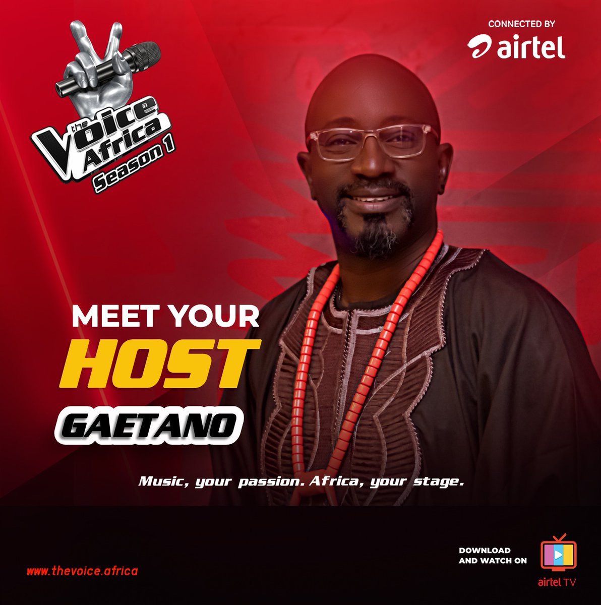 ITS OFFICIAL
Our very own @gaetanokagwa  is back on the continental stage as the host of #TheVoiceAfrica season 1
Join him this Sunday on @ntvuganda at 8PM as we meet the Coaches, and cheer #TeamUganda #ConnectedByAirtel @japhetaritho @Manoj5571 @Amitkapur75 @kamaunjorogeh