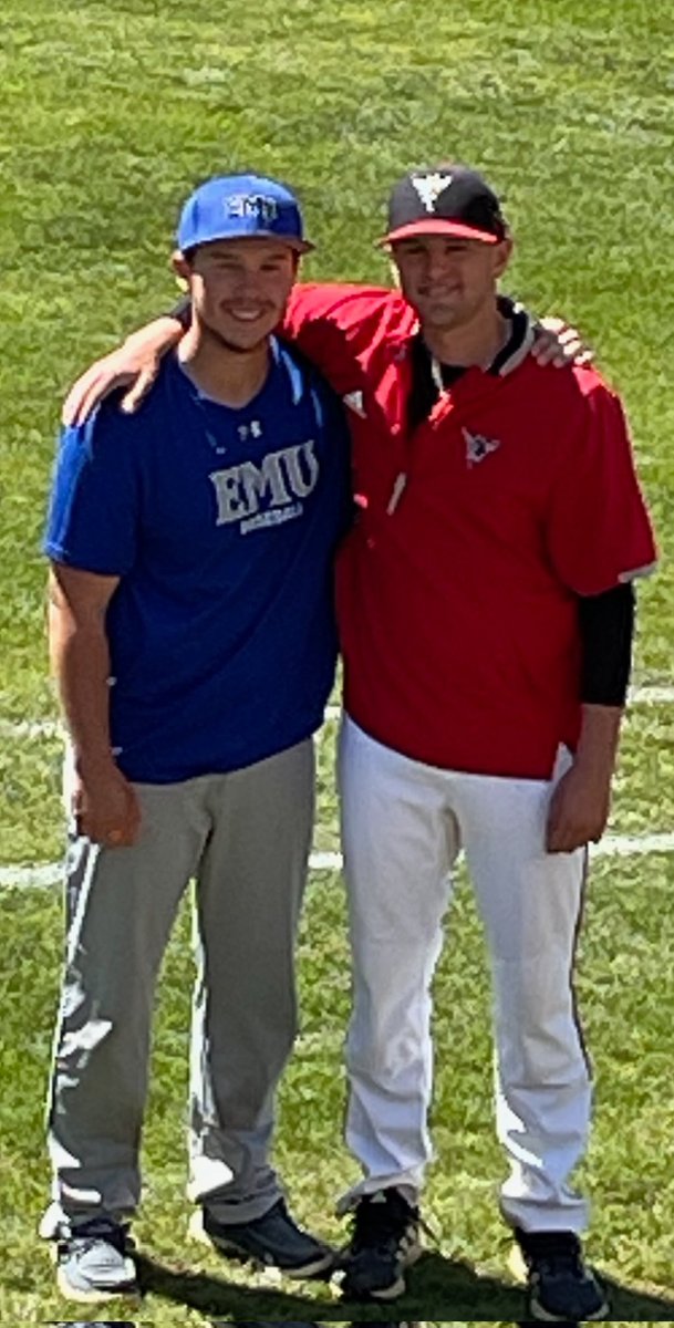 GregCraddock6's tweet photo. Wishing my two terrific nephews @JacksonHarding7 & @_mch2 the best of luck today as they face off on the field one last time! @LynchburgBaseBl @EMUbaseball1 #DIIIbaseball https://t.co/X3KFSYu287
