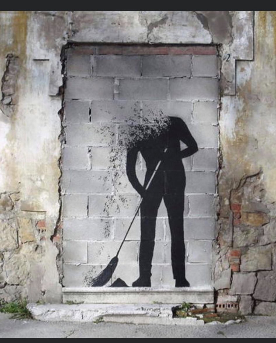 nyjma's tweet photo. SPRING CLEANING…

 #Street #art.  By Spanish artist Pejac.  Santander. https://t.co/ls4QdzyDTD