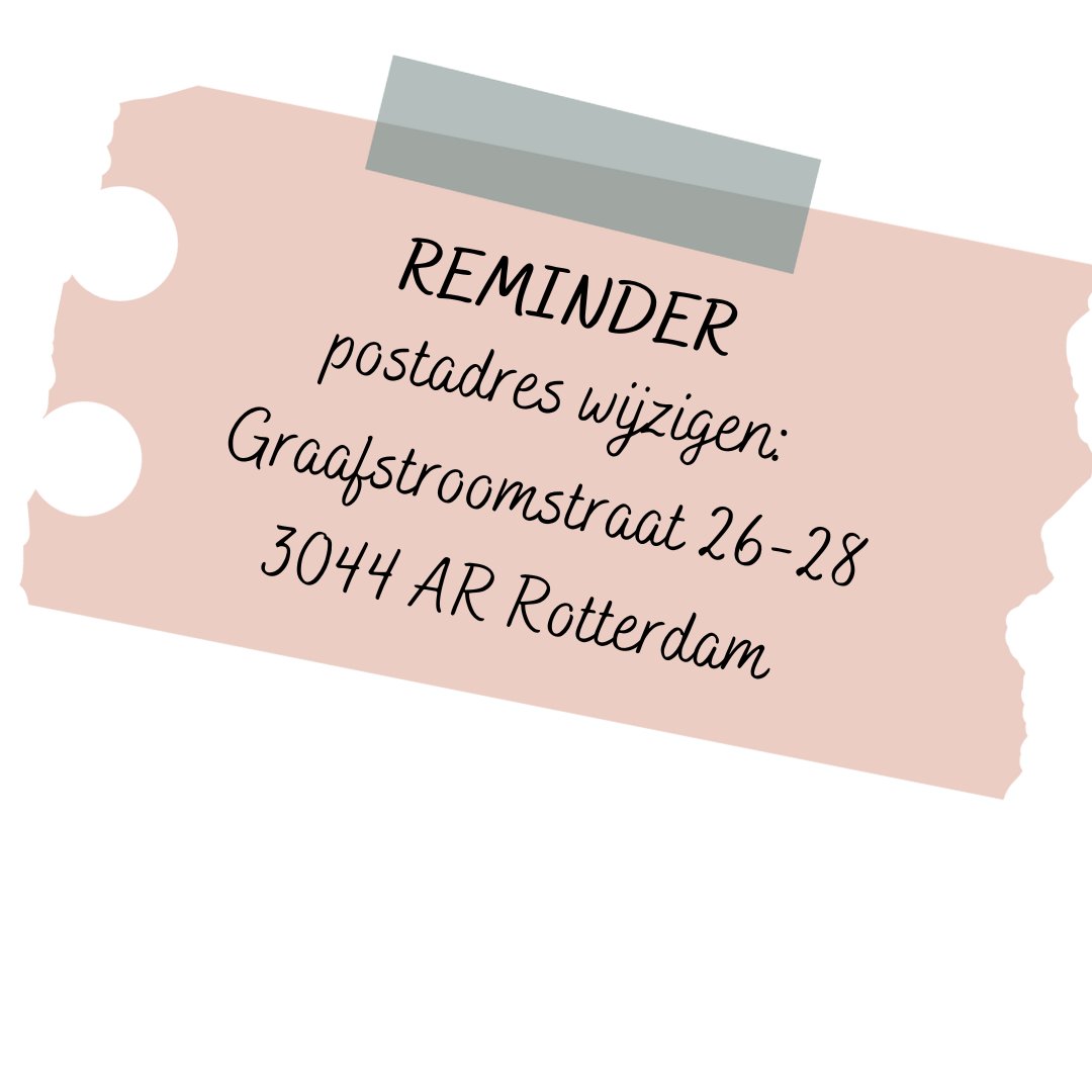 Vanaf vandaag is onze Postbus niet meer actief. 
Graag het postadres wijzigen naar onderstaand adres: