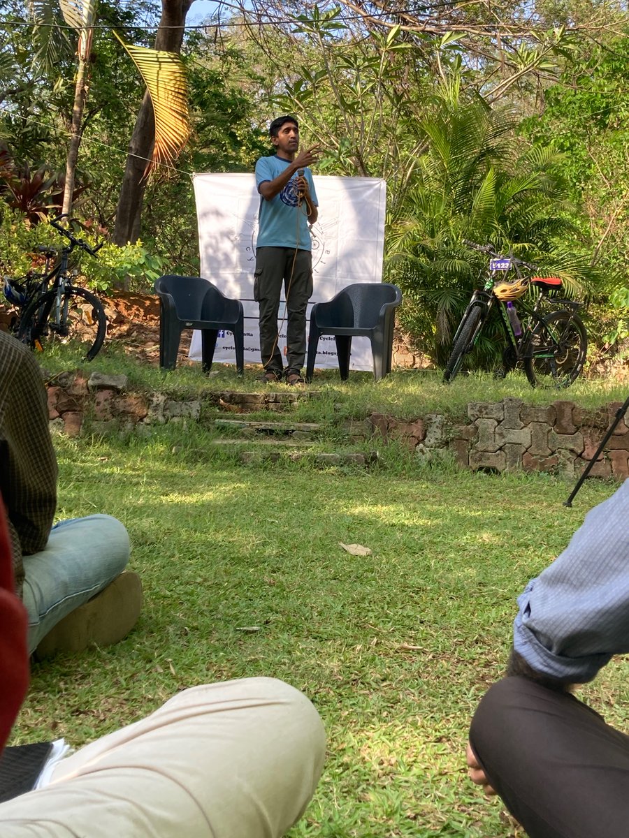 CruiZen's tweet photo. A small bunch of cycling enthusiasts have aseembled in in आमची Navi Mumbai at Belapur Agro garden. Tales from Shashwati's bicycle tours in the North East, tea with bicycles feels like utopia after a long hiatus due to the pandemic and lockdown. #cyclekatta #कट्टा https://t.co/RgeMePjtpG