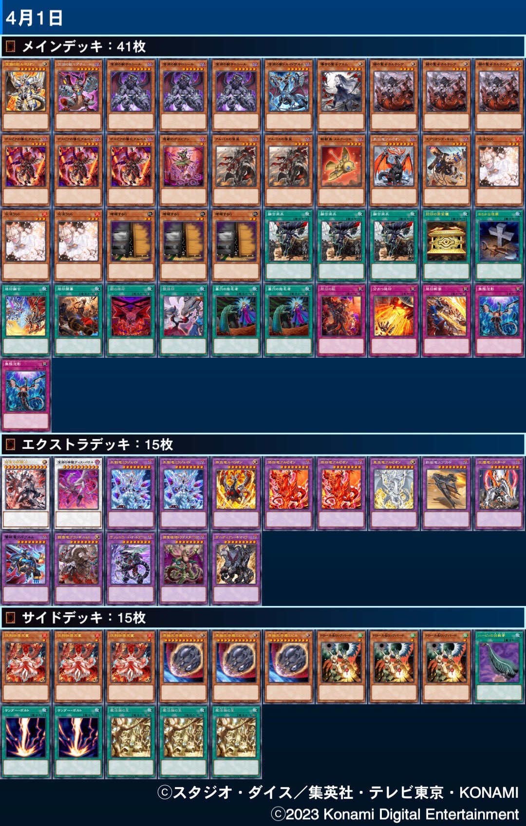 遊戯王「優勝デッキレシピ（2023年4月1日新制限）」 - Spring's