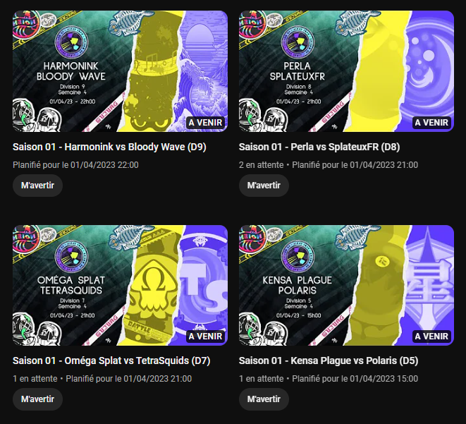 eSportBrosTV's tweet photo. Le programme du jour en #LigueEBTV 🦑🐙

15h ➡️ Kensa Plague vs Polaris (D5)

21h ⬇️
Oméga Splat vs TetraSquids (D7)
Perla vs SplateuxFR (D8)

22h ➡️ Harmonink vs Bloody Wave (D9)

📺 Sur Youtube ⬇️
https://t.co/iMyIZQiVC3

Bon samedi dans l'encre ! https://t.co/DHf3QrvyGY