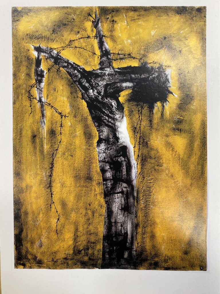 At todays’s Exploring Prayer workshop @HerefordDiocese from a wide choice I’ve spent time reflecting on & praying the Jesus Prayer, Imago Divina and the more physical Franciscan prayer. I will take this image into Holy Week: ‘Crucified Tree Form - the Agony’ by Theyre Lee-Elliott