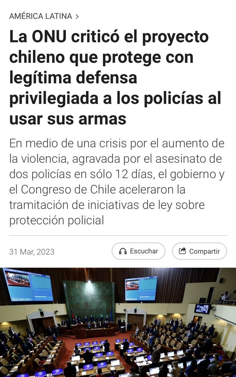 robertoampuero's tweet photo. ¡Como chileno lo considero contradictorio e indignante! ONU critica proyecto d ley en el Congreso d Chile sobre legítima defensa d policías ante delincuencia pero al mismo tiempo RUSIA preside el Consejo d Seguridad de ONU. ⁦@Minrel_Chile⁩ ⁦@Senado_Chile⁩ ⁦ https://t.co/XfeGLefNQm