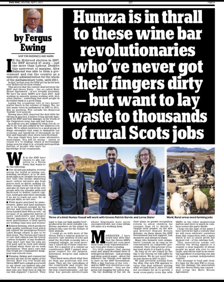 As someone who could lose my entire business down to the Bute House Agreement Fergus has hit the nail on the head . The devastation this agreement will have in coastal and rural communities is immeasurable. No Green MSP will even converse with the people concerned 🤡