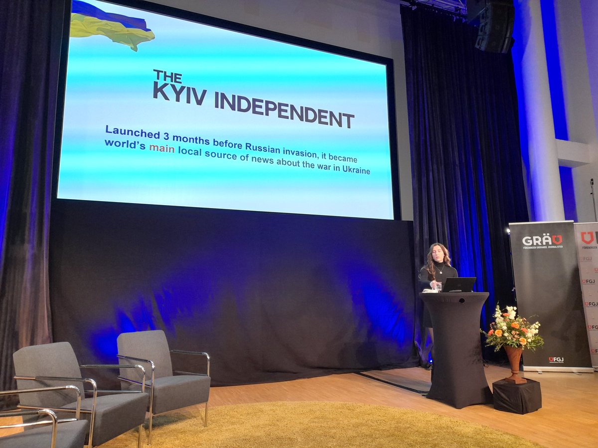 Anna Myroniuk leder grävdesken på Kiev Independent. Hon pratade om hur det är att gräva, rapportera, och bedriva undersökande journalistik under pågående krig i Ukraina. 
#gräv23karlstad 
<a href="/AnnaMyroniuk/">Anna Myroniuk</a>