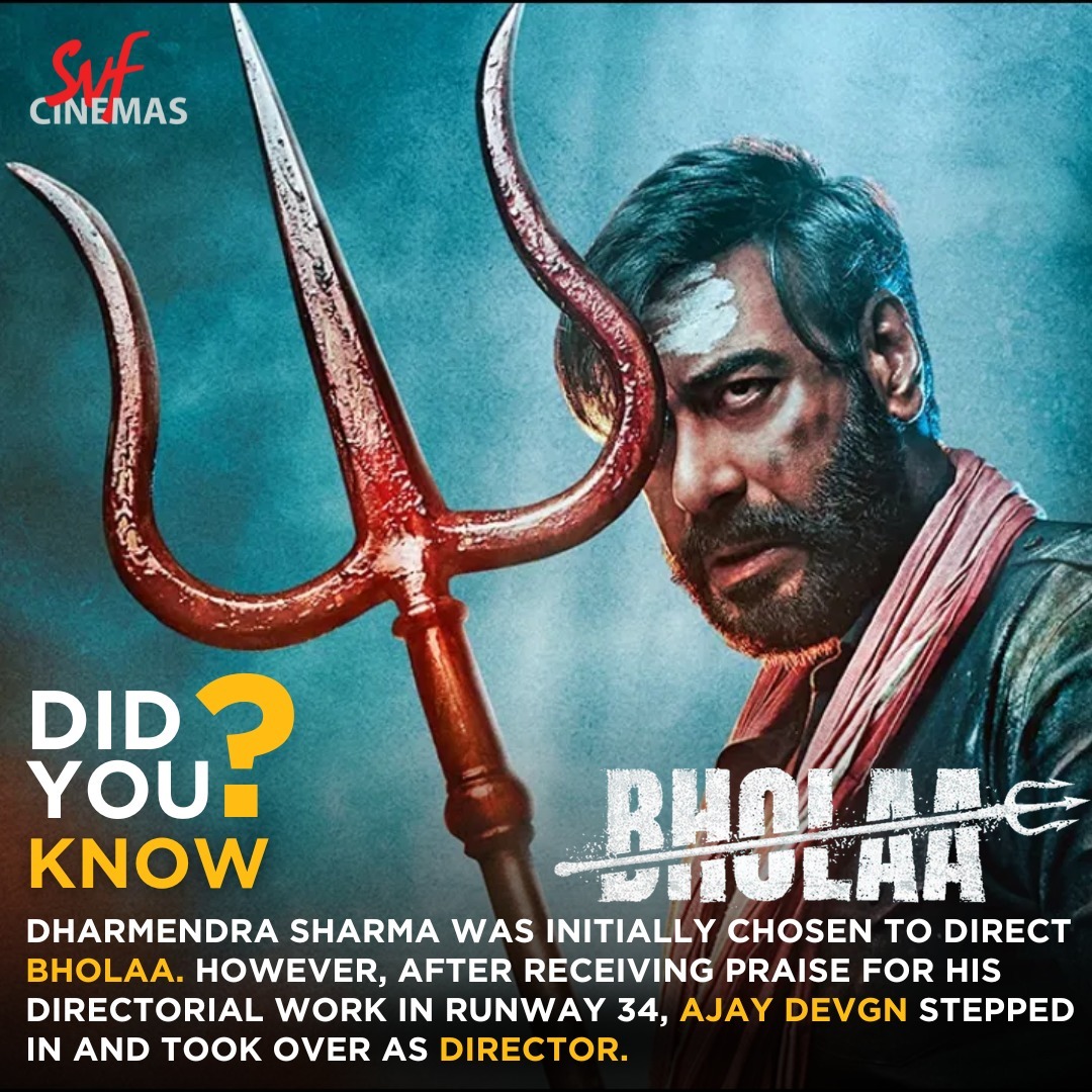 svf_cinemas's tweet photo. এই superhit ছবির ব্যাপারে আরও এমন interesting facts জানতে, stay tuned!
#Bholaa now playing at your nearest #SVFCinemas | Grab your tickets: https://t.co/wvErXNWTDA
@Panorama_Studio @ajaydevgn #Tabu @raogajraj @ADFFilms @RelianceEnt @DreamWarriorpic #BookingNowOpen https://t.co/Fos7ELRzTs