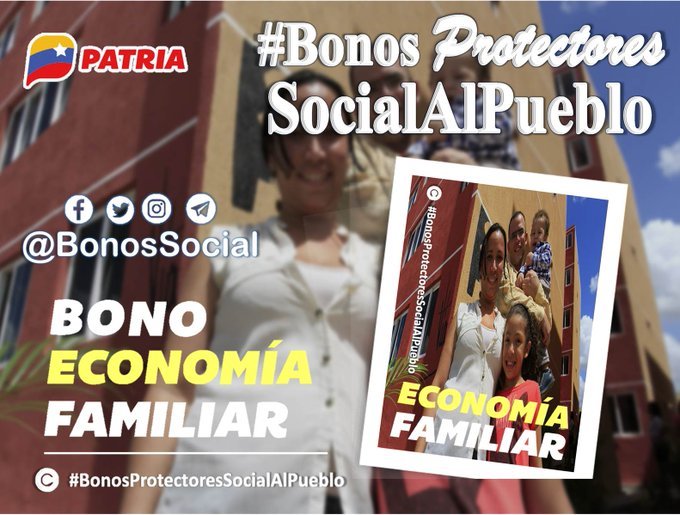 🚨 #AHORA: Inicia la entrega del Bono #EconomíaFamiliar 
(abril 2023) a través del Sistema <a href="/CarnetDLaPatria/">Carnet de la patria</a> enviado por nuestro Pdte. <a href="/NicolasMaduro/">Nicolás Maduro</a>. 

<a href="/BonosSocial/">Bonos Protectores Social Al Pueblo</a> 
#OfensivaMoral