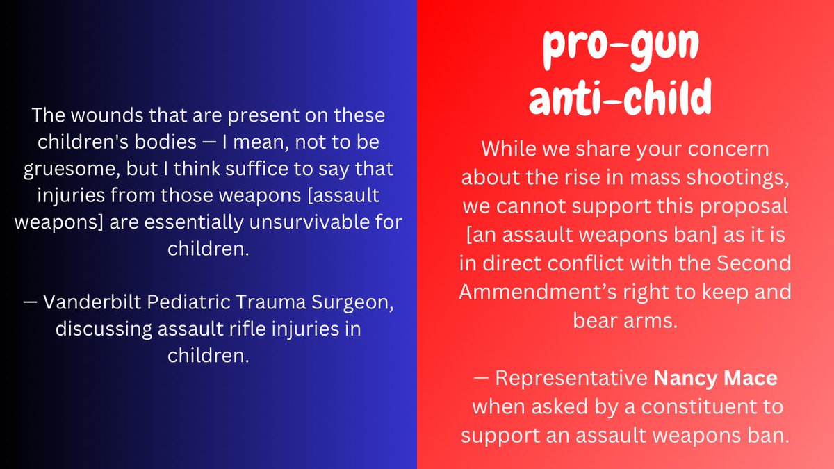 DrOBrienMD's tweet photo. “While we share your concern about the rise in mass shootings, we cannot support this proposal [an assault weapons ban] as it is in direct conflict with the Second Ammendment’s right to keep and bear arms.”

@NancyMace, how many kids need to die before you give a damn? https://t.co/VxxXvS4yLj