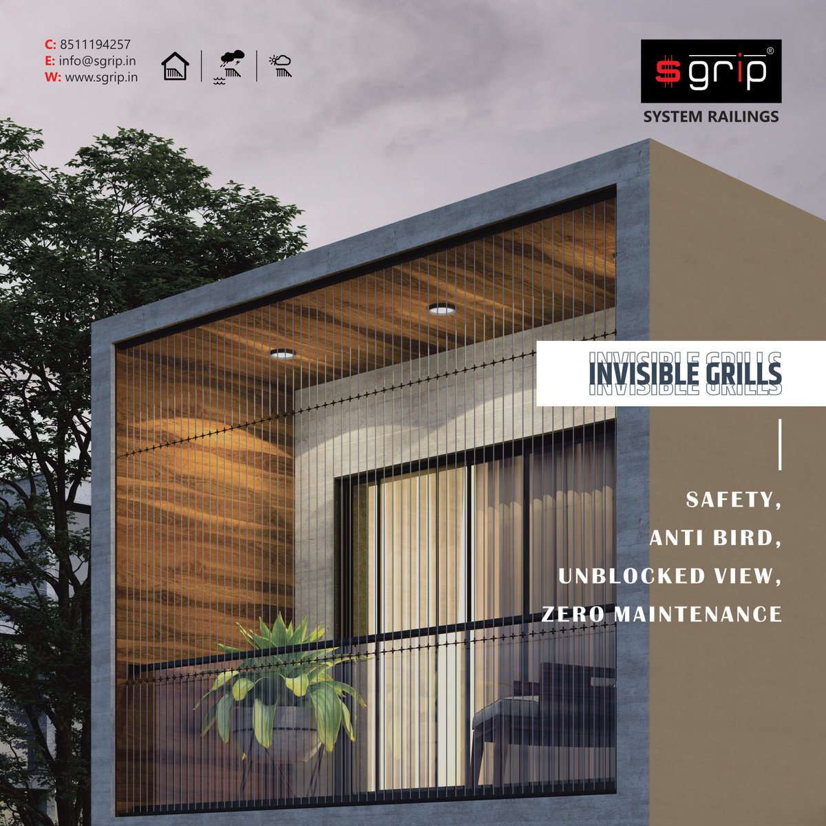 sgriprailing's tweet photo. Experience the perfect balance between safety, a clear view, & zero maintenance with #SGrip #InvisibleGrills -perfect addition to any outdoor space!
#sgrip #invisiblegrill #invisiblegrills #invisiblebalconygrill #profile #system https://t.co/ndW8dNKjO0