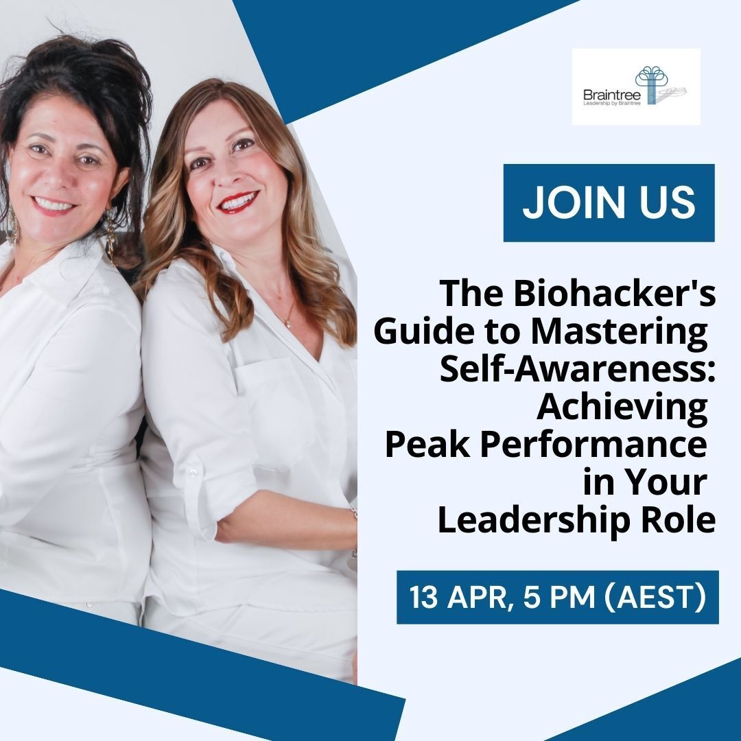 Don't miss out on our Monthly Coaching Webinar with Braintree! 

This month's topic is Biohacking’s Guide to Mastering Self-Awareness, presented by Tanya Harris, co-founder of icom4 and Personality Coding. 

Join us on April 13th at 5 PM AEST for this interactive masterclass!