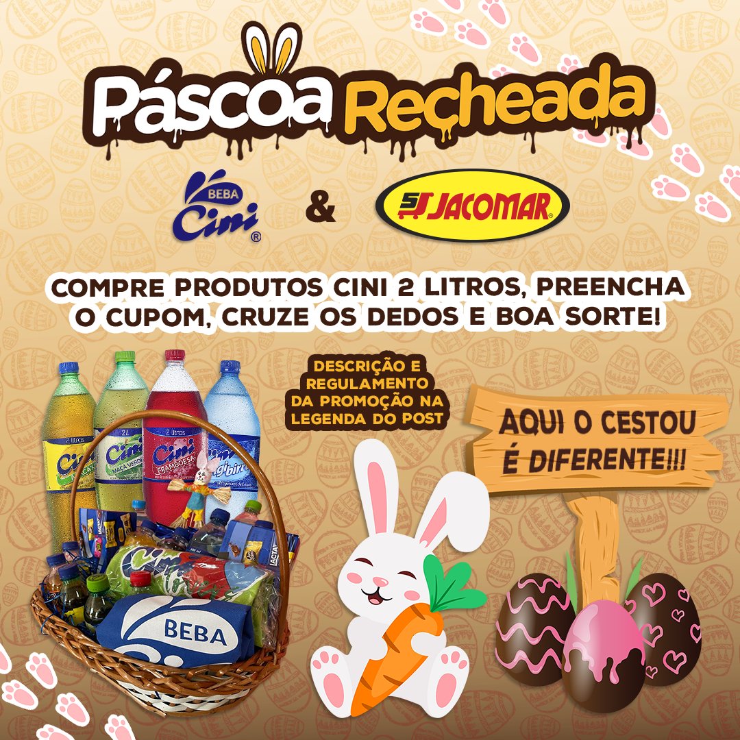 CiniBebidas's tweet photo. Páscoa Recheada Cini &amp; Jacomar

🧺 Aqui o "Cestou" é diferente!!!!

Acesse: https://t.co/GNR78HinFr

#páscoarecheadacini #jacomar #bebacini #cinibebidas
.
.
. https://t.co/71ctJaakx3