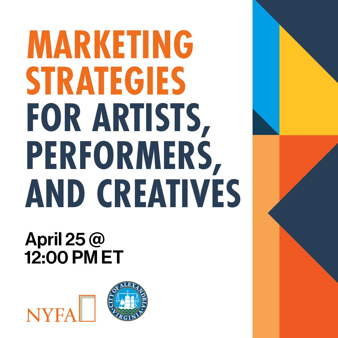We're excited to present "Marketing Strategies for Artists, Performers, and Creatives" with <a href="/AlexandriaVAGov/">AlexandriaVAGov</a> on April 25! Get insights from Molaundo Jones, Sr. Dir of Partnerships at <a href="/art21/">Art21</a>: bit.ly/StrategiesMktg