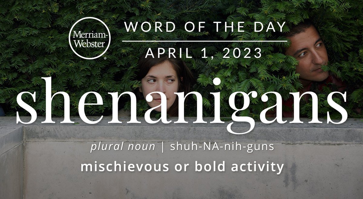MerriamWebster's tweet image. The #WordOfTheDay is 'shenanigans.' Be careful out there today. 
merriam-webster.com/word-of-the-da…