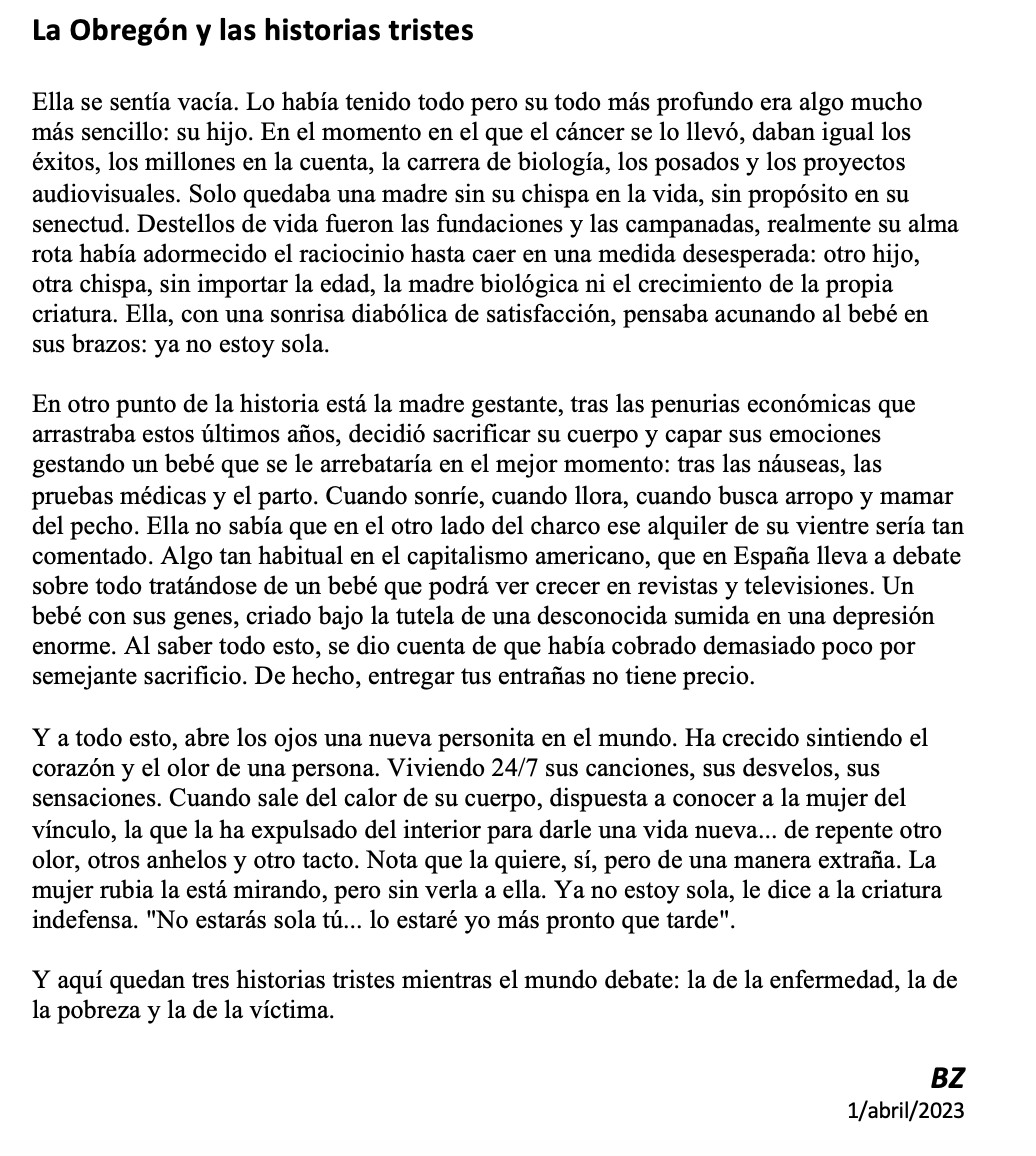 MaullandoAl2023's tweet photo. Tres historias tristes mientras el mundo debate. #AnaObregón #GestaciónSubrogada #LiteraturePosts #SaludMental #Actualidad https://t.co/jezNNsops5
