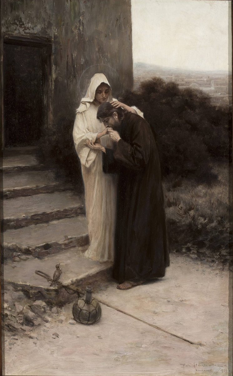 I love praying with this painting at the beginning of Holy Week: “Christ's farewell to Mary” 
(by Piotr Stachiewicz)