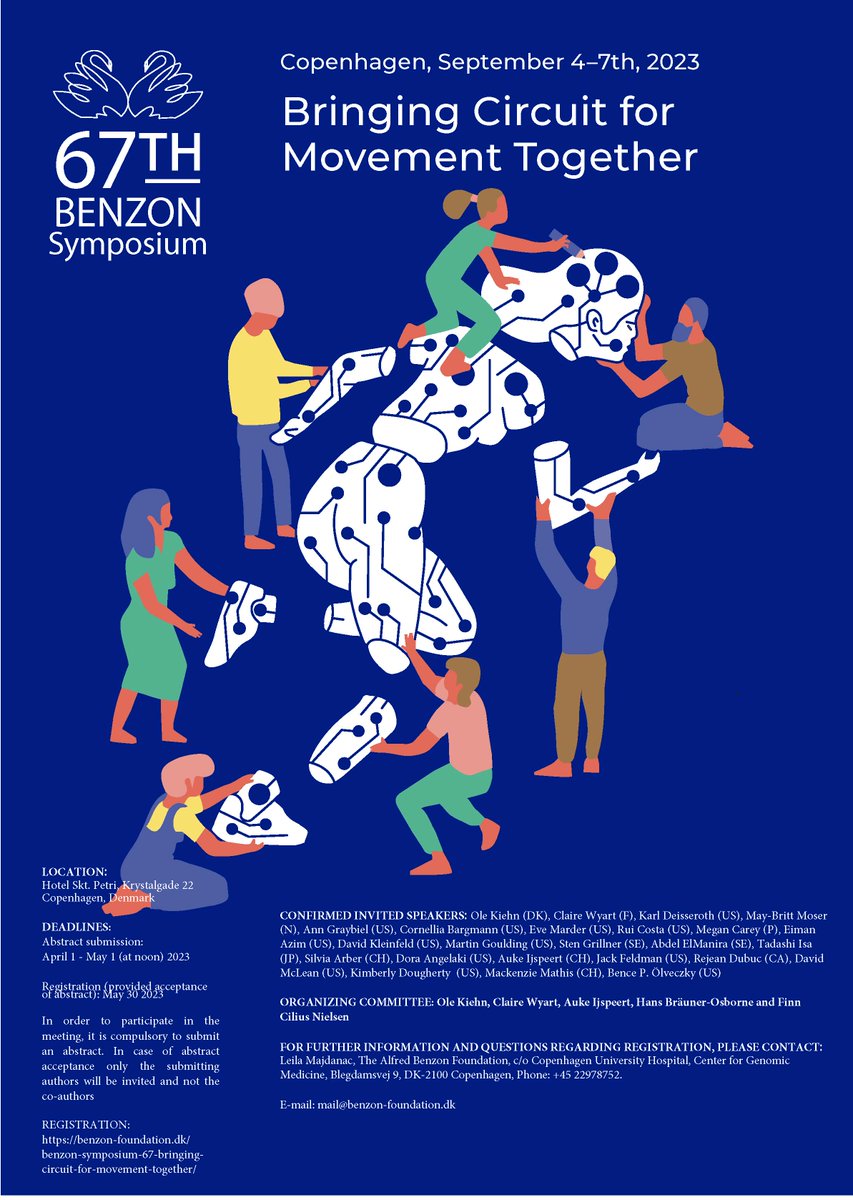 Motor Conference with broad scope and fantastic line up of speakers. Sept. 4-7 2023 in Copenhagen. Additional talks selected from abstracts. Submit abstract NOW and until May 1.  benzon-foundation.dk/benzon-symposi…