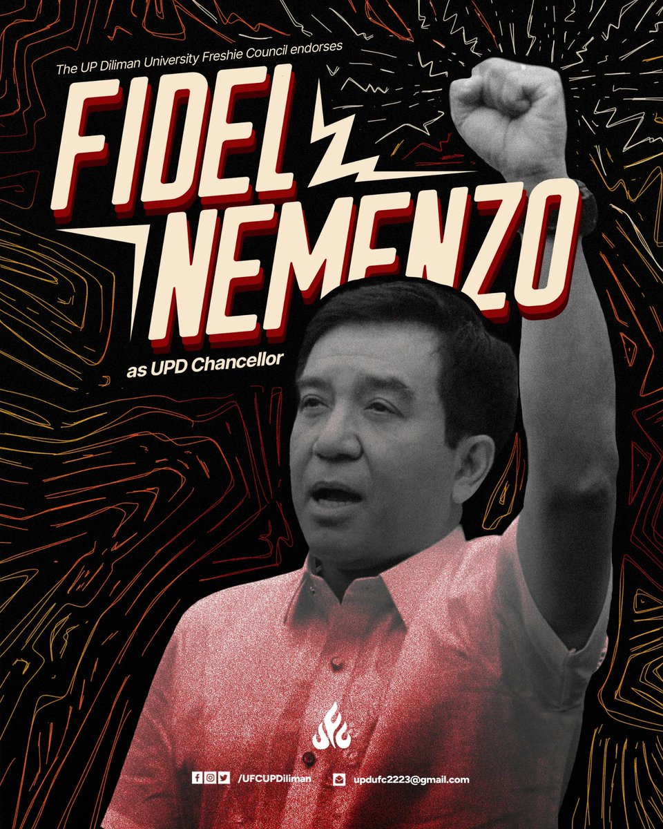 UFCUPDiliman's tweet photo. The UP Diliman University Freshie Council endorses Dr. Fidel Nemenzo as the 12th UP Diliman Chancellor.
See full resolution here: https://t.co/JrPjGNHo70
#UFC2223
#HakbangPasulongUFC https://t.co/xghtaKyX4p
