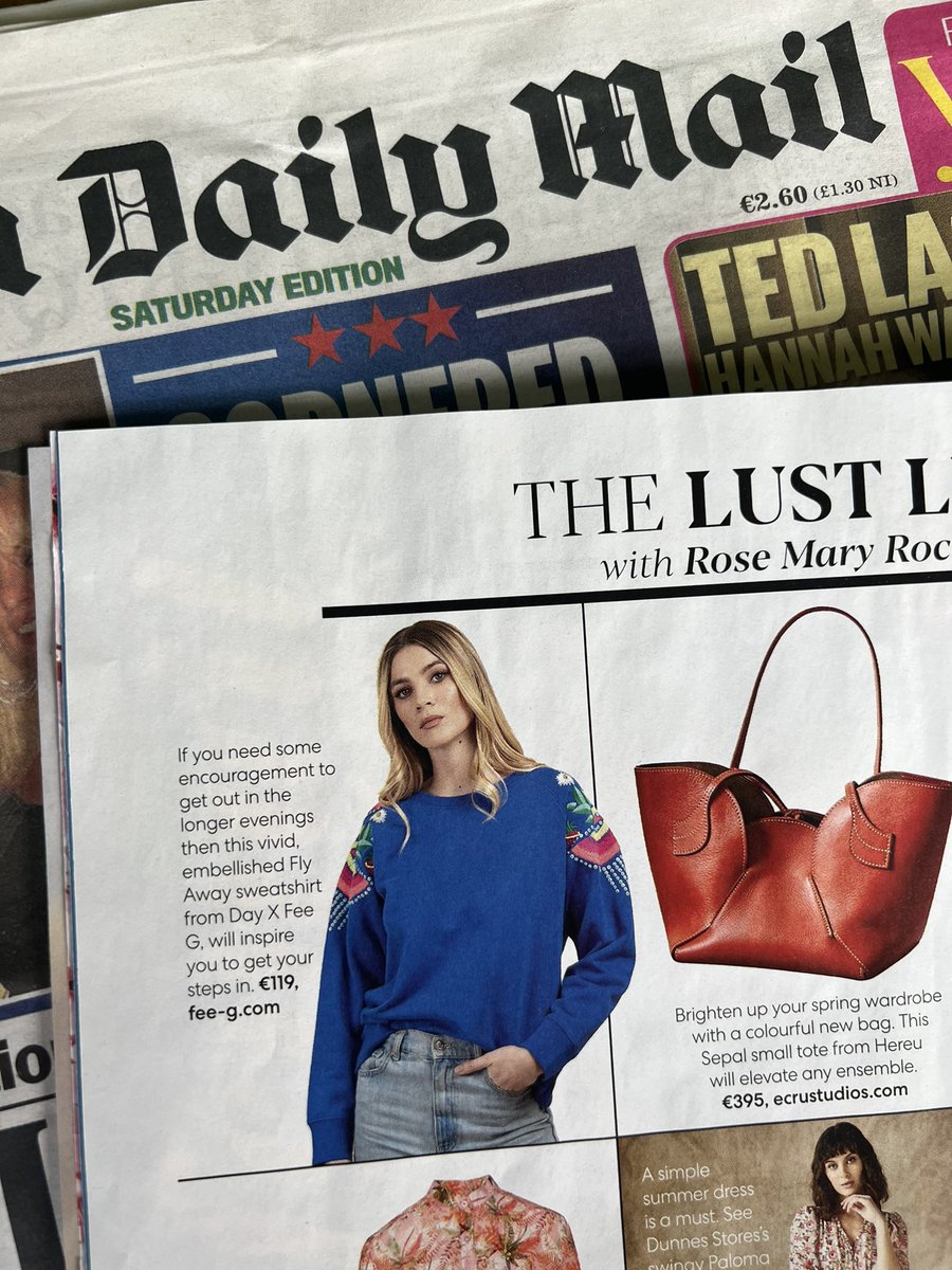 Our Fly Away sweatshirt in todays <a href="/irishdailymail/">The Irish Daily Mail</a> thanks so much <a href="/RoseMaryRoche/">Rose Mary Roche</a> for including in The Lust List