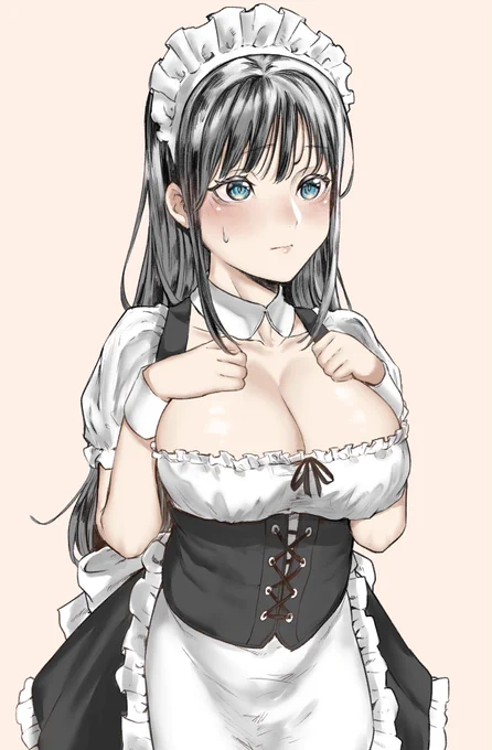 黒髪ロングメイド 