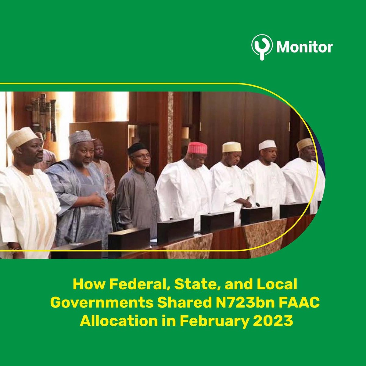 ymonitorng's tweet photo. Nigeria's distributable revenue has plunged by a significant 27% from ₦990.19 billion in December 2022 to ₦722.677 billion in February 2023.
We did a breakdown of how the statutory allocations were shared in February.
#YMonitor
#YMonitorSpotlight https://t.co/s9vZr7PbZd