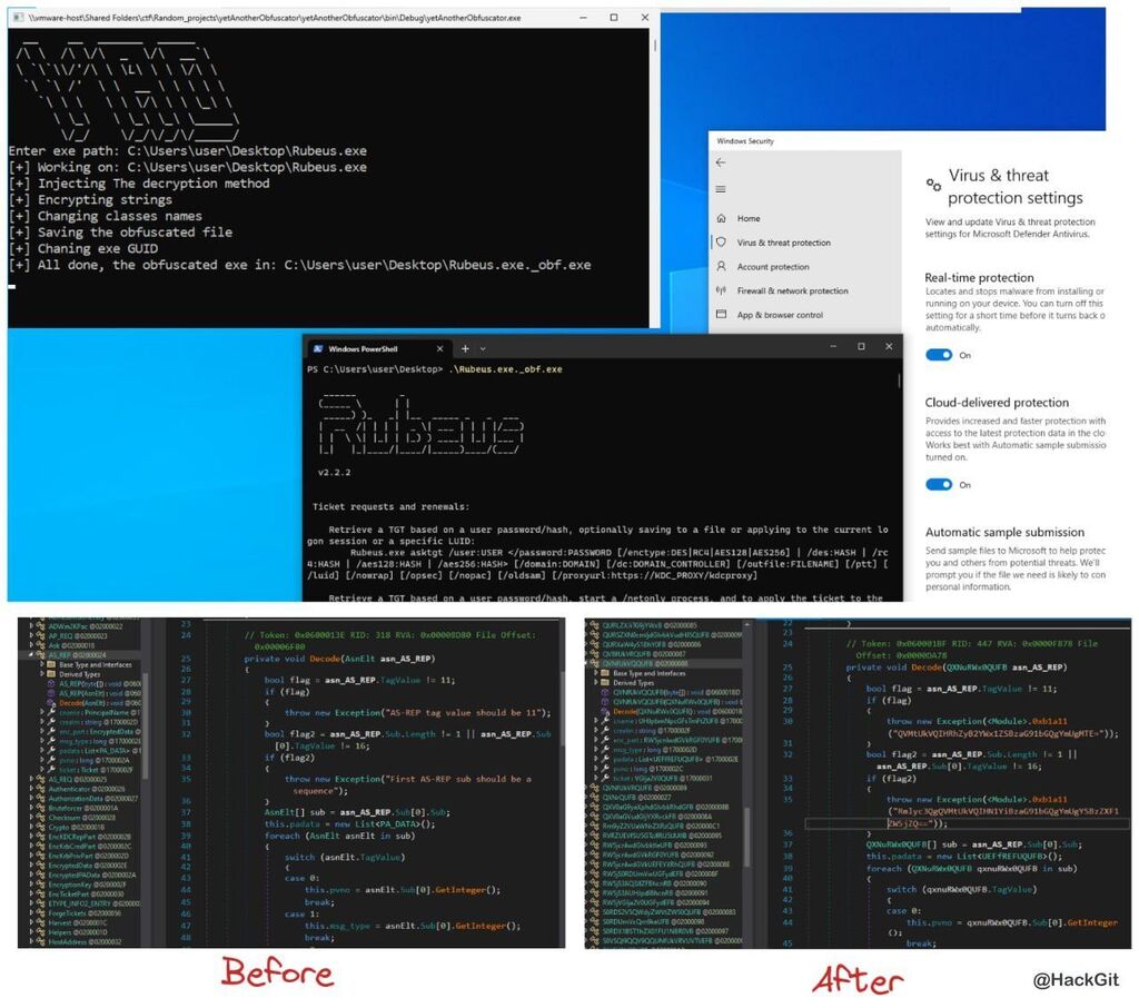 hack_git's tweet photo. yetAnotherObfuscator

A C# obfuscator tool that can bypass Windows Defender antivirus. I made this tool mainly as an excuse to learn more about C# and how obfuscators function.

https://t.co/1NmAmtliZJ

#cybersecurity #infosec #pentesting #redteam https://t.co/Xz2ELtyJnl https://t.co/RR0HdtaCdl