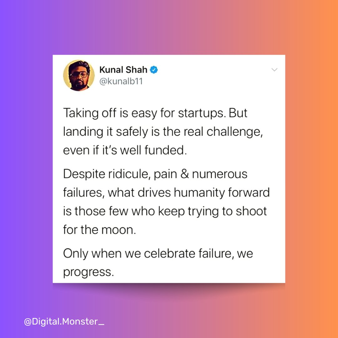 Kunal Shah's tweet about celebrating failures is a timely reminder that success is not just about soaring high, but also about landing safely. The road to success is paved with failures and setbacks, but it's the determination to keep going that makes all the difference.