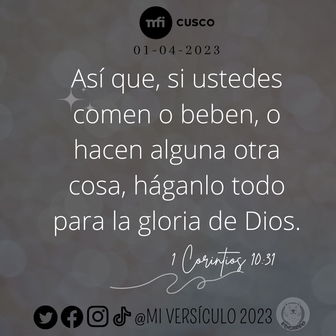 miversiculo2023's tweet photo. Háganlo todo para la gloria de Dios.
#GloriaEterna #frasecristiana #versiculo #cristiano #animo https://t.co/PlIsrylUR8