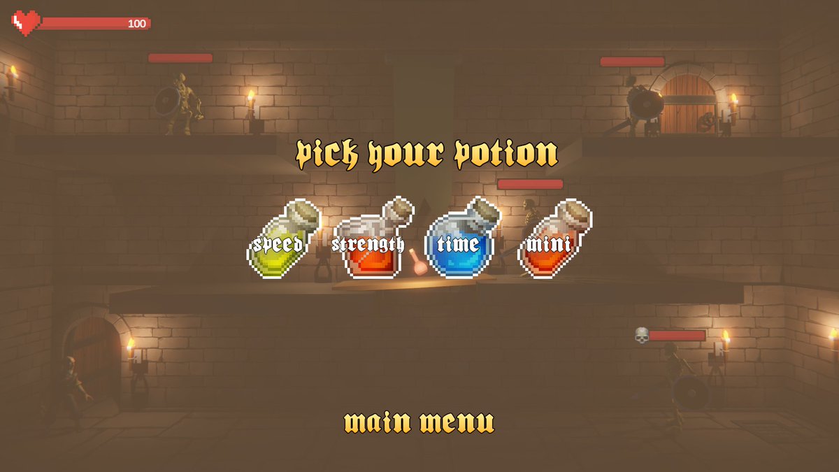 TurkiKAlqou's tweet photo. وخلصنا اول مهمة في #UniGameDev @_Nine66_
 الحمدلله. الثيم كان One-time use والقيود ان تكون اللعبة Single-screen.

The Alchemist 🧪
Description: A lone alchemist dives deep into a forgotten dungeon seeking the Ancient Potion.

Try the game &amp; vote for us on: https://t.co/tYDWi1LqHj https://t.co/vQlYq8wG5U