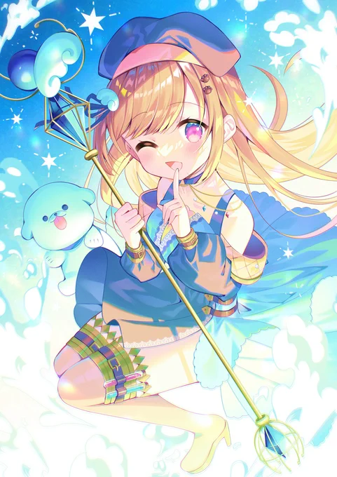この度しろのさん()の1枚絵を制作させていただきました!キラキラ可愛く仕上げられて満足ですありがとうございました! 