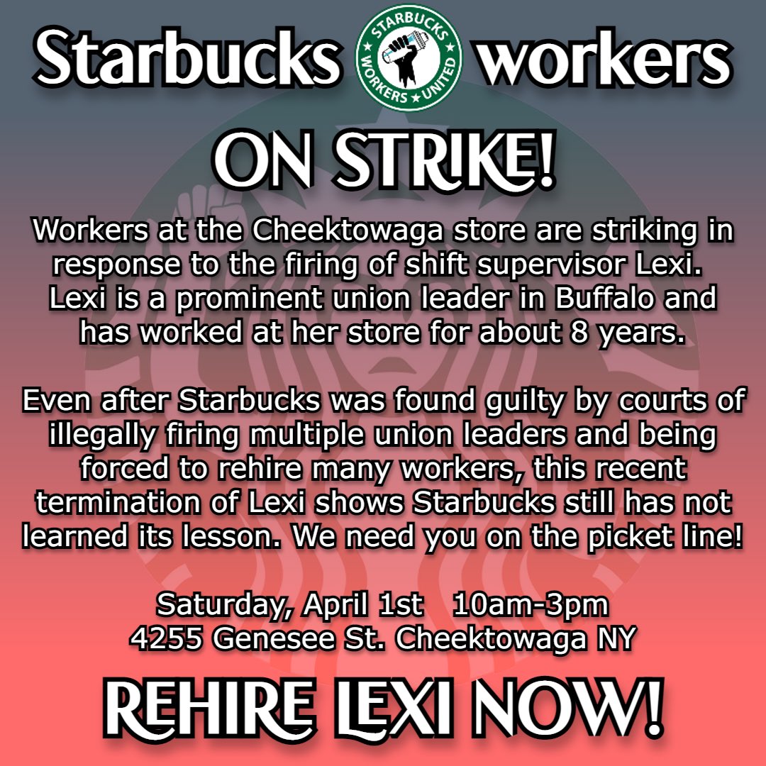 Lexi’s store is in strike this morning. Go out and show your support!