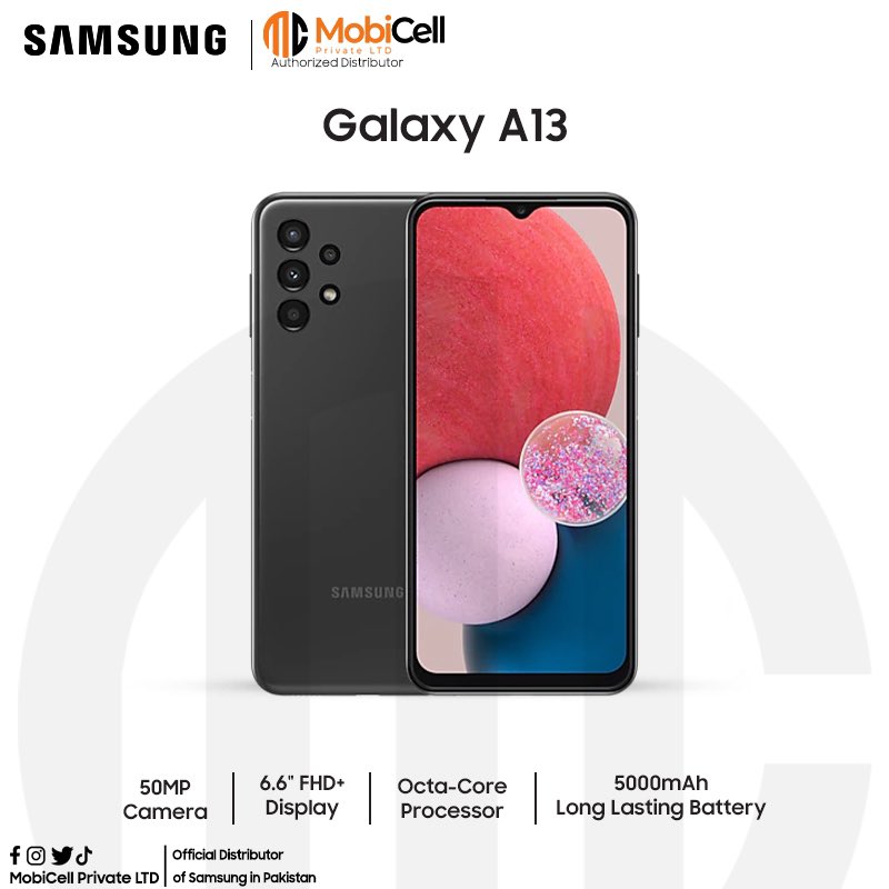 mobicellpvtltd's tweet photo. Expand your view to the 6.6-inch Infinity-V Display of Galaxy A13 and see what you've been missing. And with FHD+ technology, your everyday content looks sharp, crisp and clear.

#mobicell #mobicellpakistan #Samsung #smartphone #mobicellpvtltd
#Samsung #Amazingpicture #memories https://t.co/kEwadjmwnR
