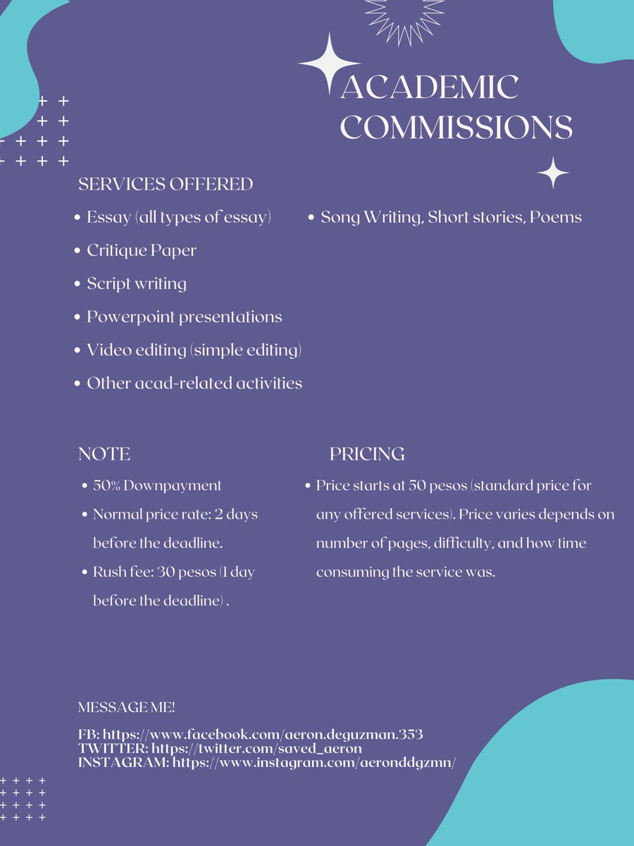saved_aeron's tweet photo. Accepting commissions!

Di man halata pero I am a third year college student taking BS Education major in Science. Palag sa mga nagpapagawa ng academic activities lalo na sa mga walang oras para gumawa, pass lang sa math. 

need lang pera kase mahirap ang bohai. https://t.co/cGZF58KP6s