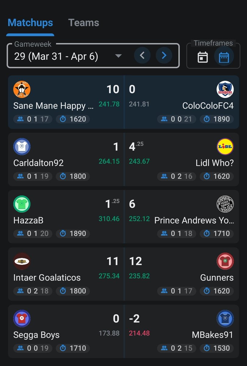 SS_Draft_League's tweet photo. #GW29, what a GW! Double fixtures all over the show, we're expecting some high scores. Have a look at the fixtures and scores so far at half time during the Man City v Liverpool 12:30 Kick Off. #fantrax https://t.co/b3YQVNgetQ