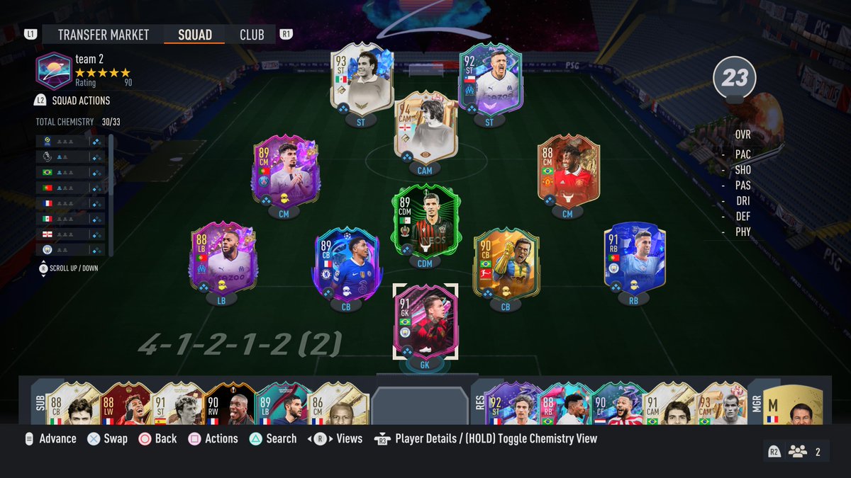 FutCanary's tweet photo. Current team I'm rocking. Best is unreal. Lets see your teams. Except you @SPJ91 🙃 #PS5Share, #FIFA23 #FUT23 https://t.co/PptzhPlCe4
