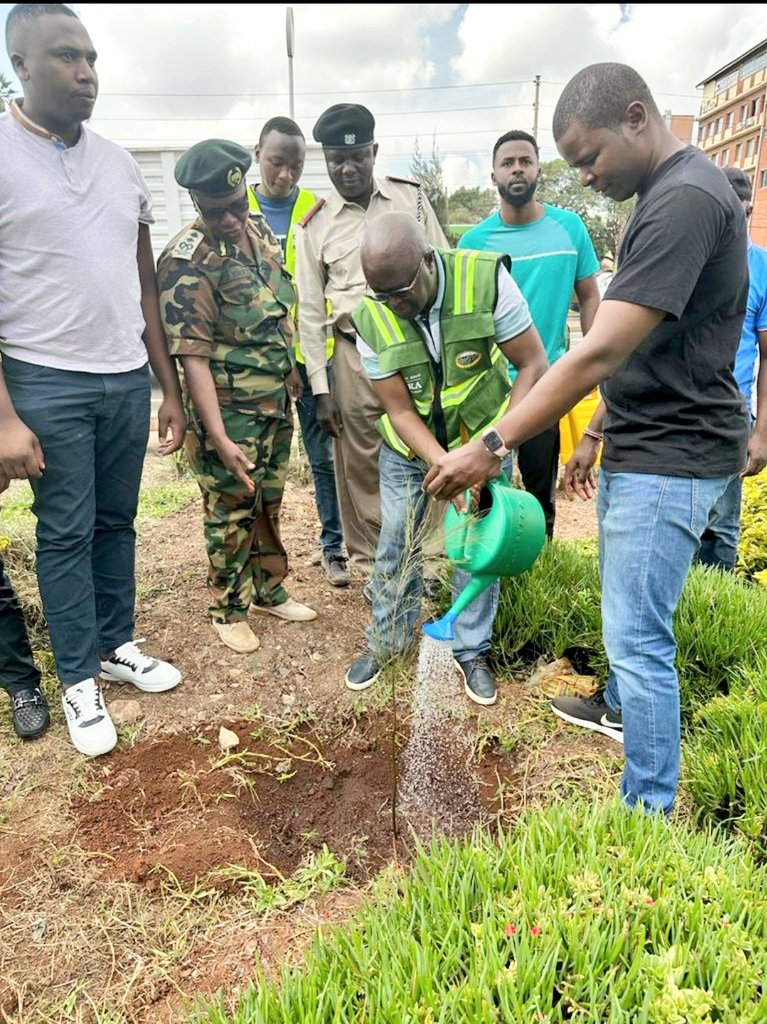 Earlier today, KURA Director General Eng. Silas Kinoti graced the tree planting exercise along Ngong Road. A total of  1000 Trees were Planted. In attendance was the  Chair Kilimani Project, representatives from Nairobi City County, Rotary Club amongst other partners. <a href="/Ma3Route/">Ma3Route</a>