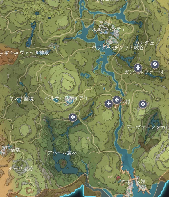 スメールの座れるとこ(見つけられてる分だけ)デーヴァーンタカ山のは多分地下だった気がする 