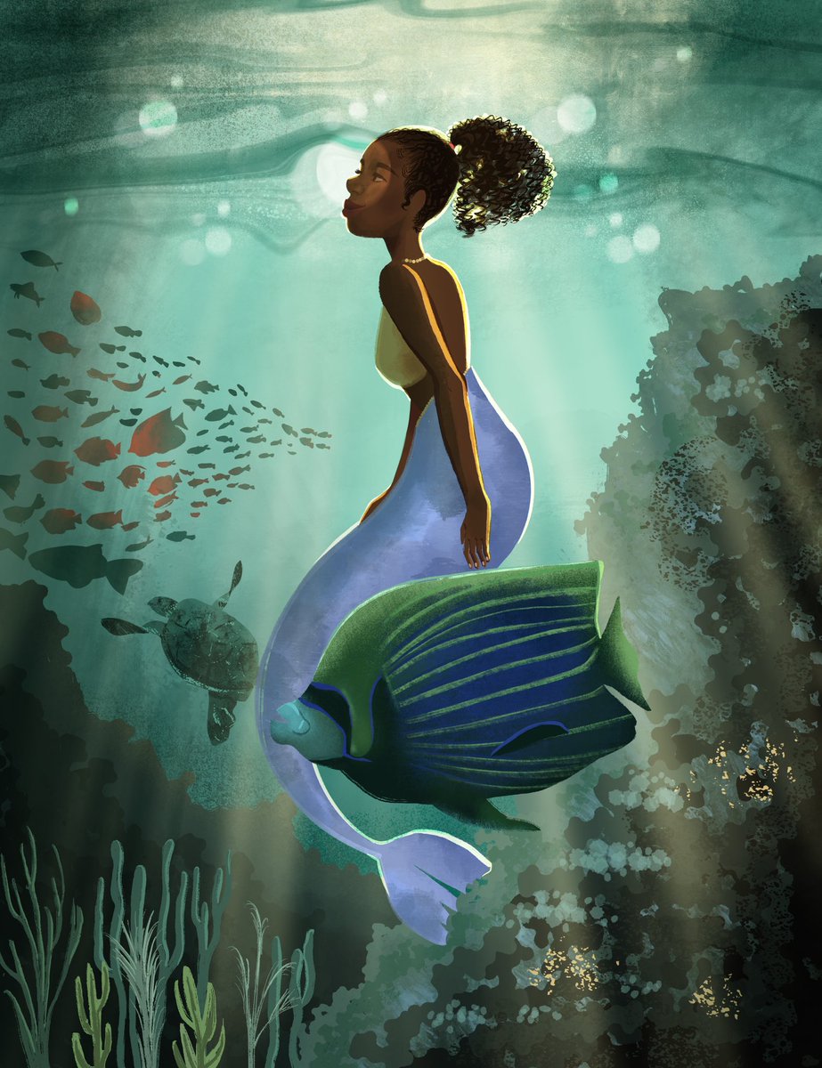A lil’ mermaid illo. #Procreate #blackillustrator #kidslitart