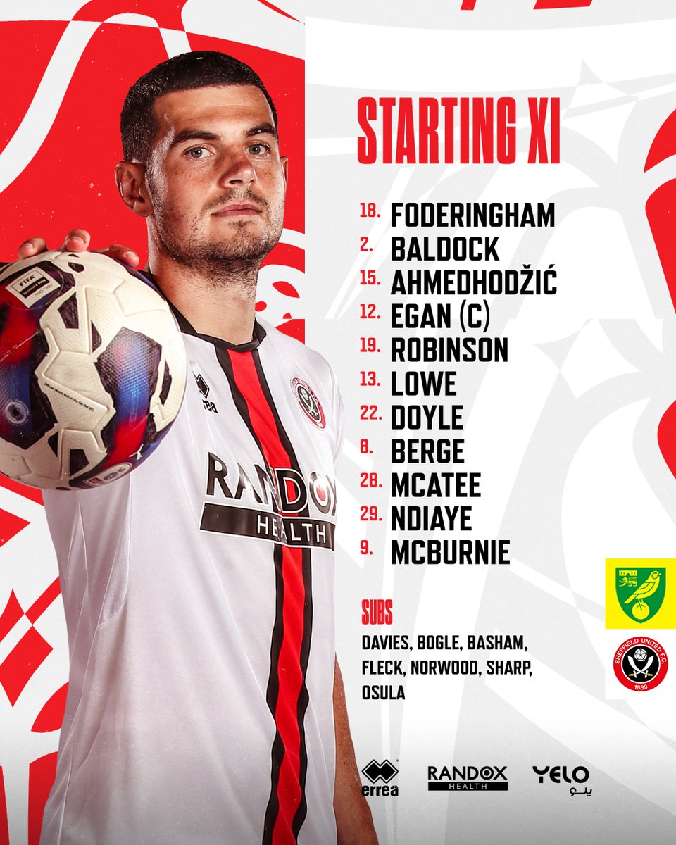 Unchanged XI at Norwich! 👊

𝐂𝐎𝐌𝐄 𝐎𝐍 𝐘𝐎𝐔 𝐁𝐋𝐀𝐃𝐄𝐒! 🔴