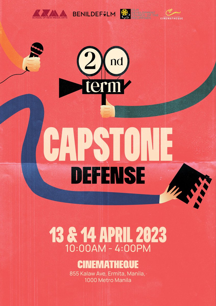 BenildeFilm's tweet photo. Thesis the moment! Join BenildeFilm as we present this term's capstone projects on April 13 &amp; 14, 10:00 AM - 04:00 PM at the Cinematheque. The screening is open to the public.

To all our students defending their thesis films, make us proud and good luck! https://t.co/i3ZfpwEnLl