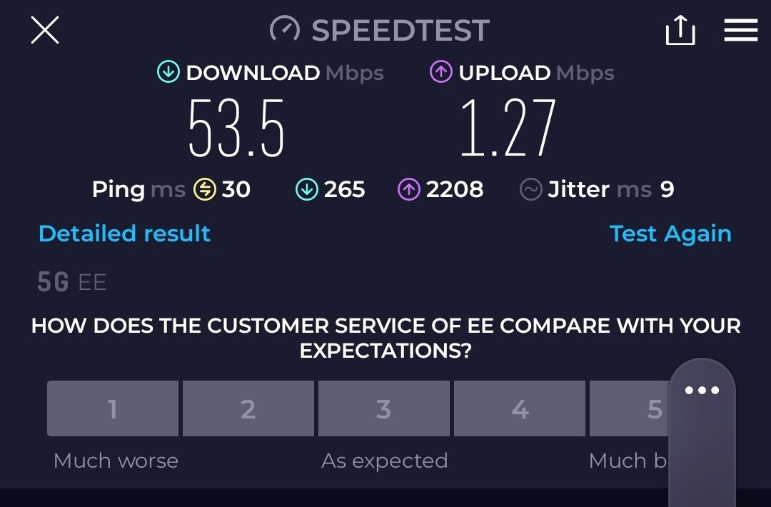 Feel like I have been sold a big lie with @EE 5G. Either 5G is not ready or there is no real time benefit over 4G