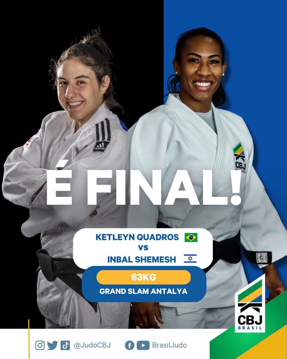 MAIS UMA FINAL PRO TIME #BrasilJudo na Turquia! 

Todos na torcida por esse 🥇 da <a href="/KetleynQ/">Ketleyn Quadros</a> 💪🏽 

Hoje, a partir das 11h 🇧🇷 
📺 <a href="/sportv/">sportv</a> 
📲 canalolimpicodobrasil.com.br e live.ijf.org 

VAI, BRASIL! 🇧🇷🥋