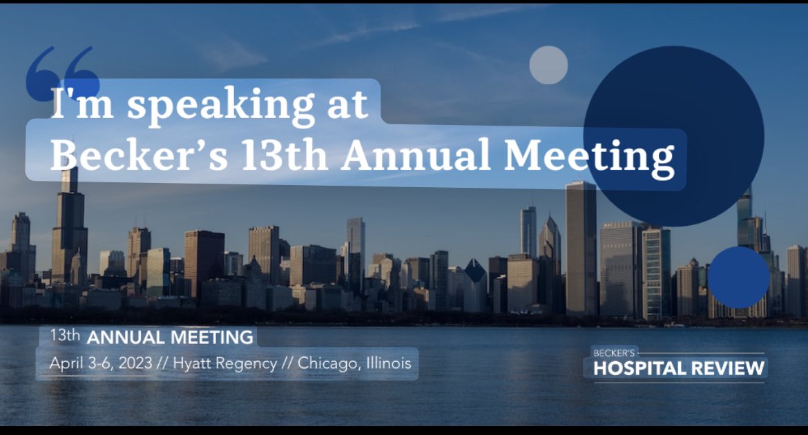 Looking forward to speaking, learning , connecting and collaborating to improving the health outcomes and maximizing values for our patients.

See you at @BeckersHR Becker's Healthcare , Becker’s 13 Annual Meeting.
@TGHCares 
#weareTGH