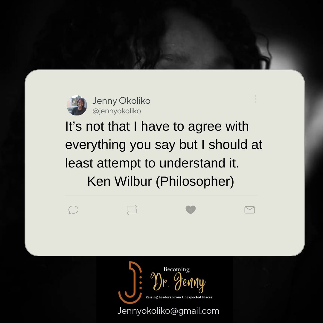 Jennyokoliko's tweet image. Cultural competence isn’t about agreeing with everyone. Its about geniuely listening and attempting to understand the other person’s cultural perspective whether it agrees with your values or not..

 #culturaldifferences #culturalappropriation #culturalcompetency