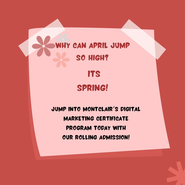 DMatMSU's tweet photo. Excuse our corniness......Happy first day of April from Montclair Digital Marketing!! Apply today:
https://t.co/XZTu7pjOvN
 #DownintheDM #KaylaMK2023 #mktg573 #DMATMSU #KnowYourSocial #2023SG1 https://t.co/v2r0Z1ltK1