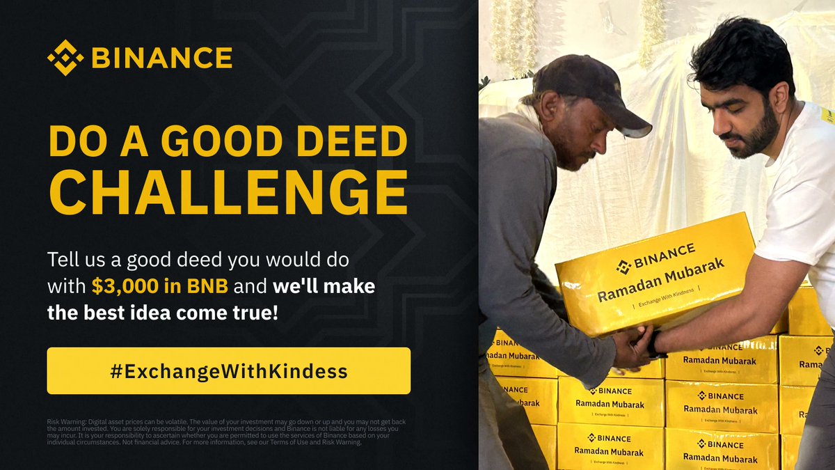 Binance (@binance) on Twitter photo If you had $3,000 in #BNB, how would you support your community during Ramadan?
Share your ideas and we'll make one of them a reality!
🔸 Quote tweet this with #ExchangeWithKindness
🔸 Follow <a href="/BinanceArabic/">Binance MENA</a> and @Binance
🔸 Fill in this survey form 👉 binance.com/en/survey/a990… If you had $3,000 in #BNB, how would you support your community during Ramadan?
Share your ideas and we'll make one of them a reality!
🔸 Quote tweet this with #ExchangeWithKindness
🔸 Follow <a href="/BinanceArabic/">Binance MENA</a> and @Binance
🔸 Fill in this survey form 👉 binance.com/en/survey/a990…